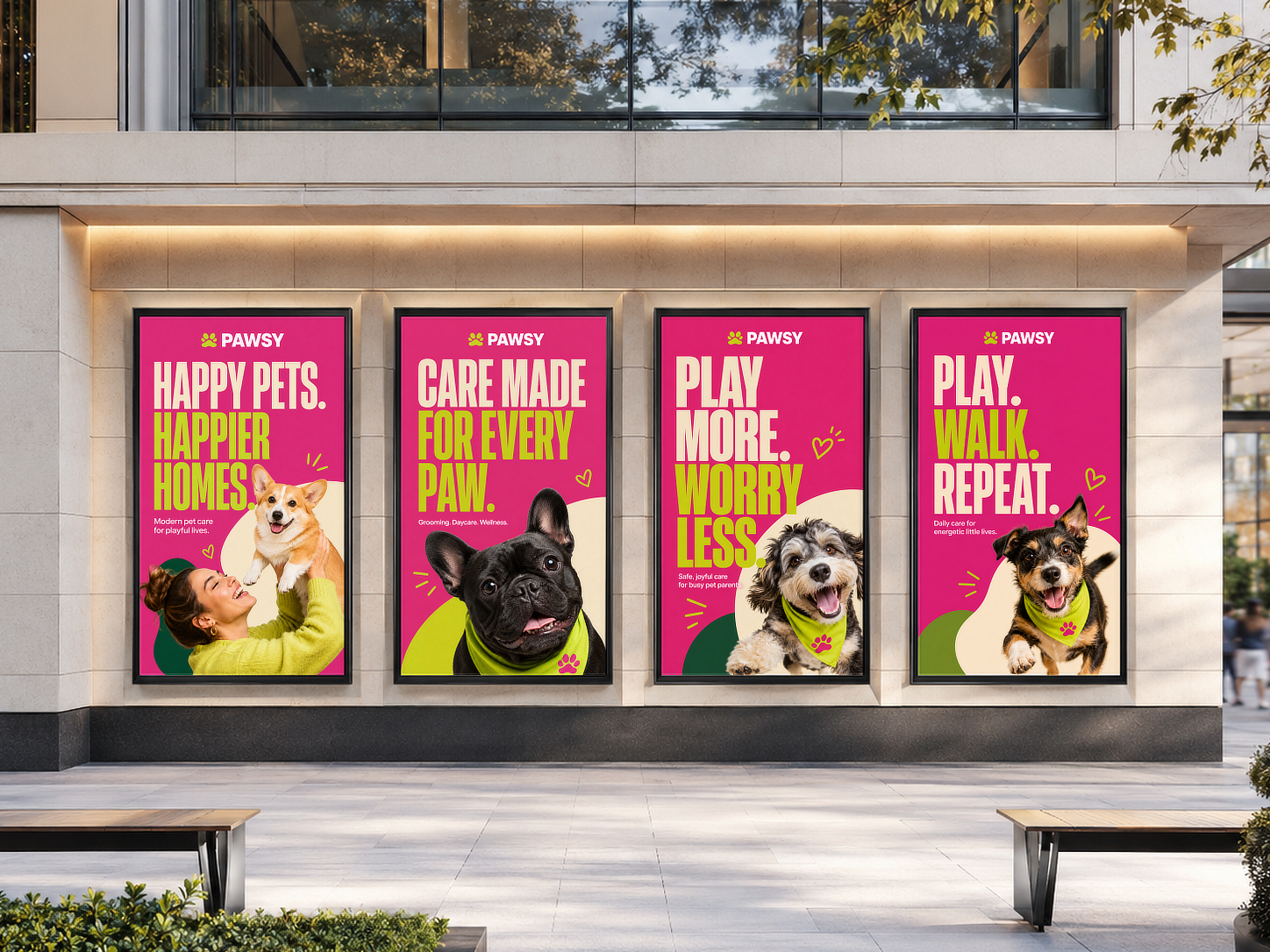 Pawsy out-of-home billboard campaign - four poster panels
